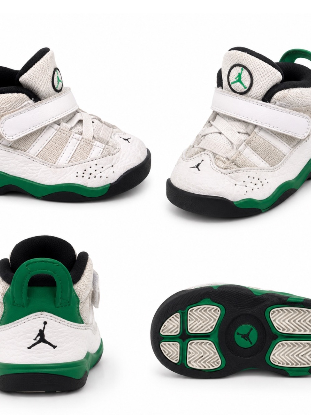 Jordan White & Green Kids Basketball Sneakers